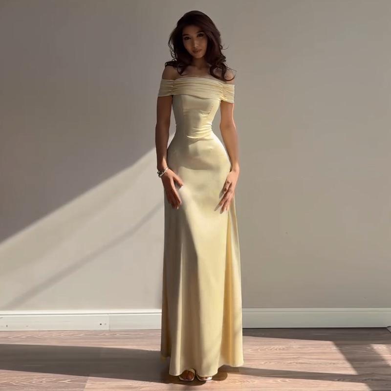 Women's Red Strapless Maxi Dress Bodycon Elegant Evening Long Dress