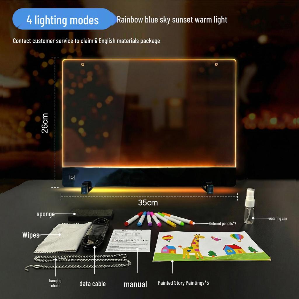 LED Luminous Doodle & Painting Board for Kids - Fluorescent & Erasable Night Light Gift
