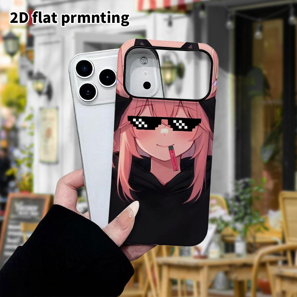 Phone case: 2D flat, suitable for iPhone 18 17 16 15 14 13 12 Pro, anime girl, perfect Christmas and Halloween holiday gift