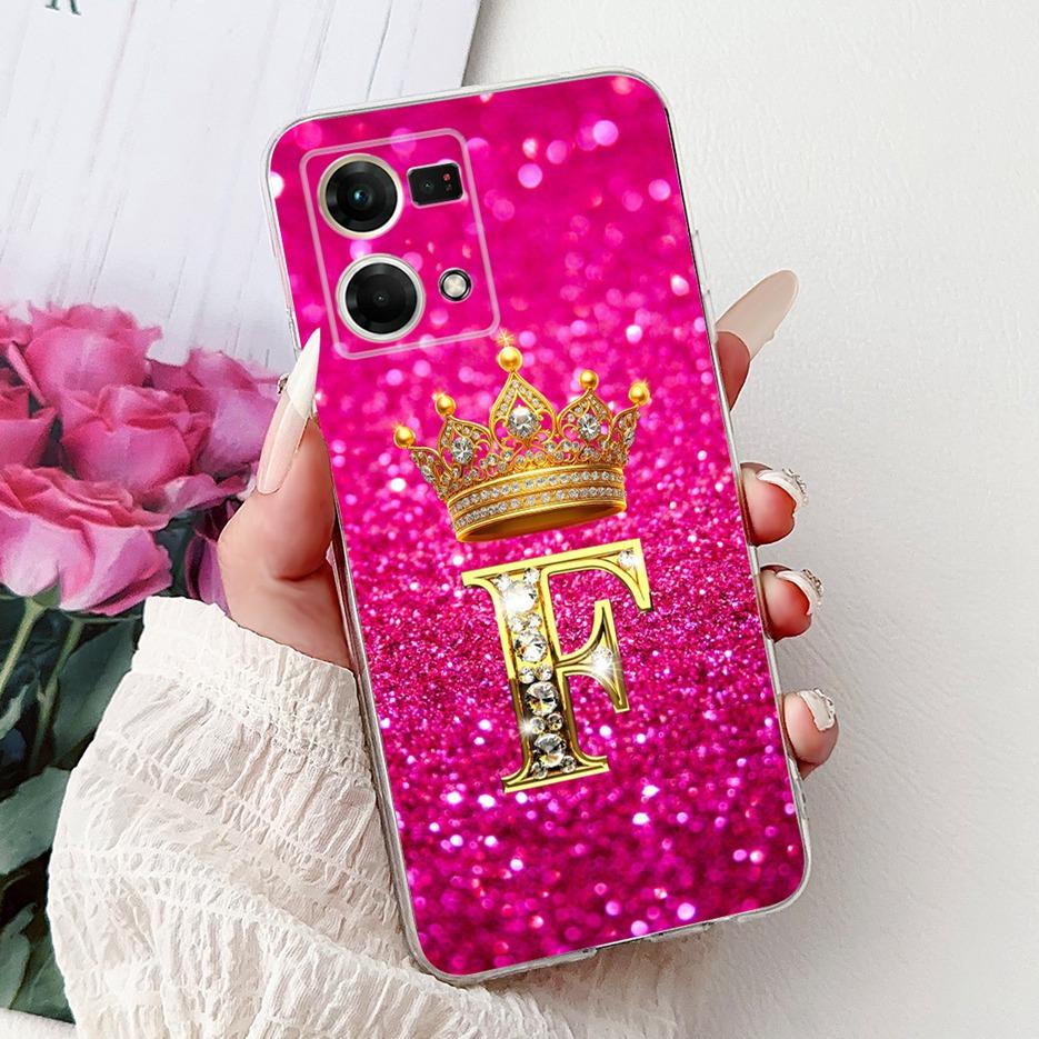 For Oppo F21 Pro 4G Case Reno7 4G CPH2363 New Crown Letters Cover Soft Silicone Phone Case For Oppo Reno8 Reno 7 F21Pro 4G Shell Oppo Reno8 4G