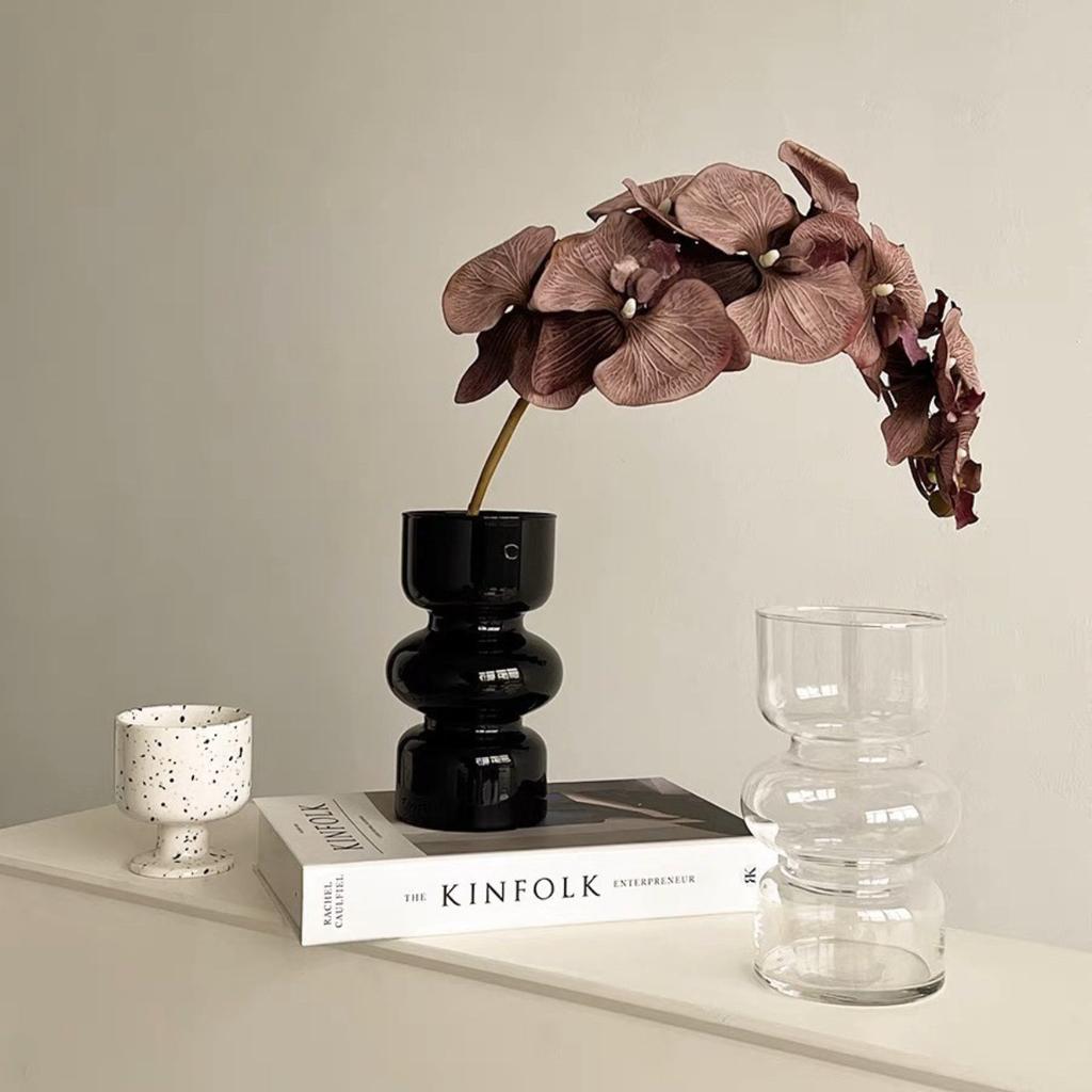 Black Wind Vase for Living Room Flowers Retro Glass Hydroponic Decor Minimalist Luxury