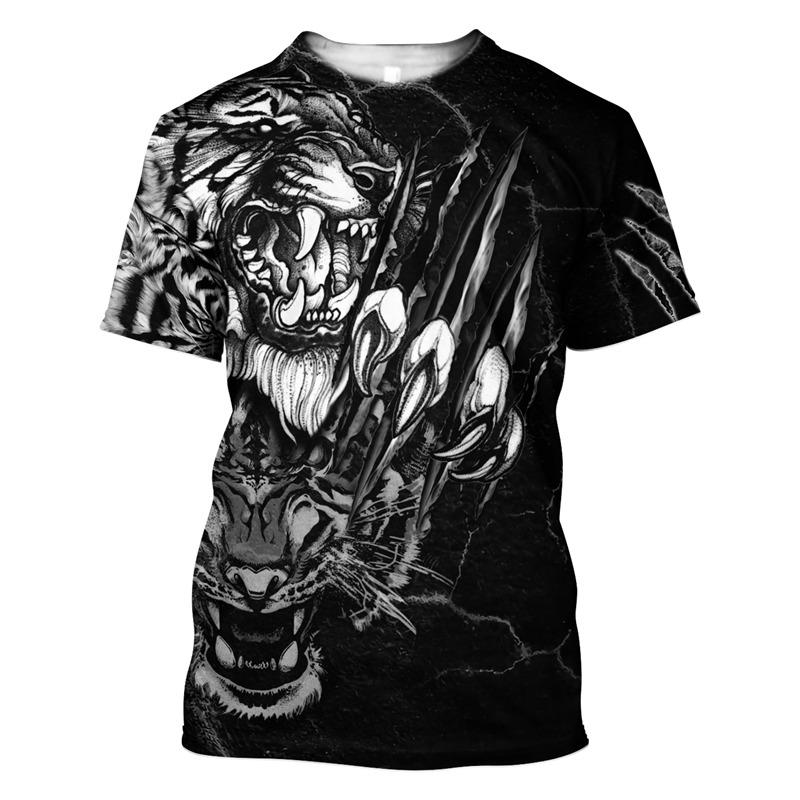 New Tiger Print T Shirt For Men 3D Printed Short Sleeve Tops Tees Trend Personality Streetwear Graphic T-shirt Quality Tshirt