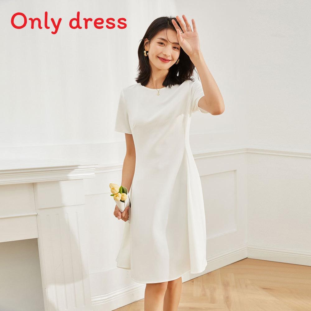 Summer Elegant A Line Dress With High Waist For Women In Solid Color