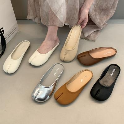 Fashion Bailamos Women Split Toe Flats Tabi Ninja Shoes Woman Microfibe Comfy Flats Slippers Soft Bottom Loafers Slip On Beach Slides Mu