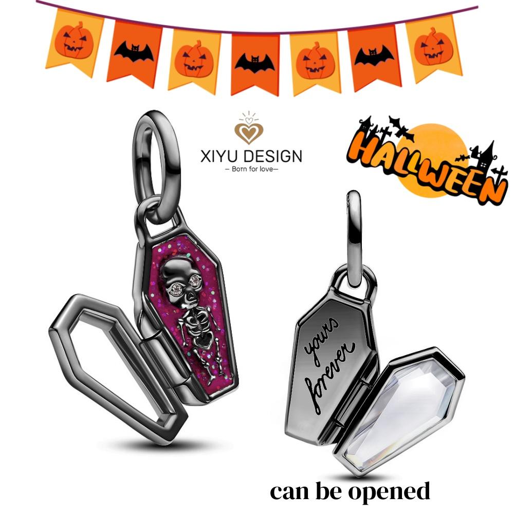 2025 Halloween Party Charms 925 Sterlingsølv Selvlysende Gresskar Spøkelse Flaggermus Perle Hengende Armbånd Halskjede DIY Smykker Festgave