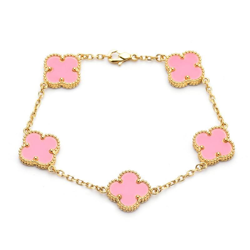 15mm Titanium Steel Double-Sided Four-Leaf Clover Bracelet Non-Fading Fashionable Four-Leaf Clover Flower Bracelet