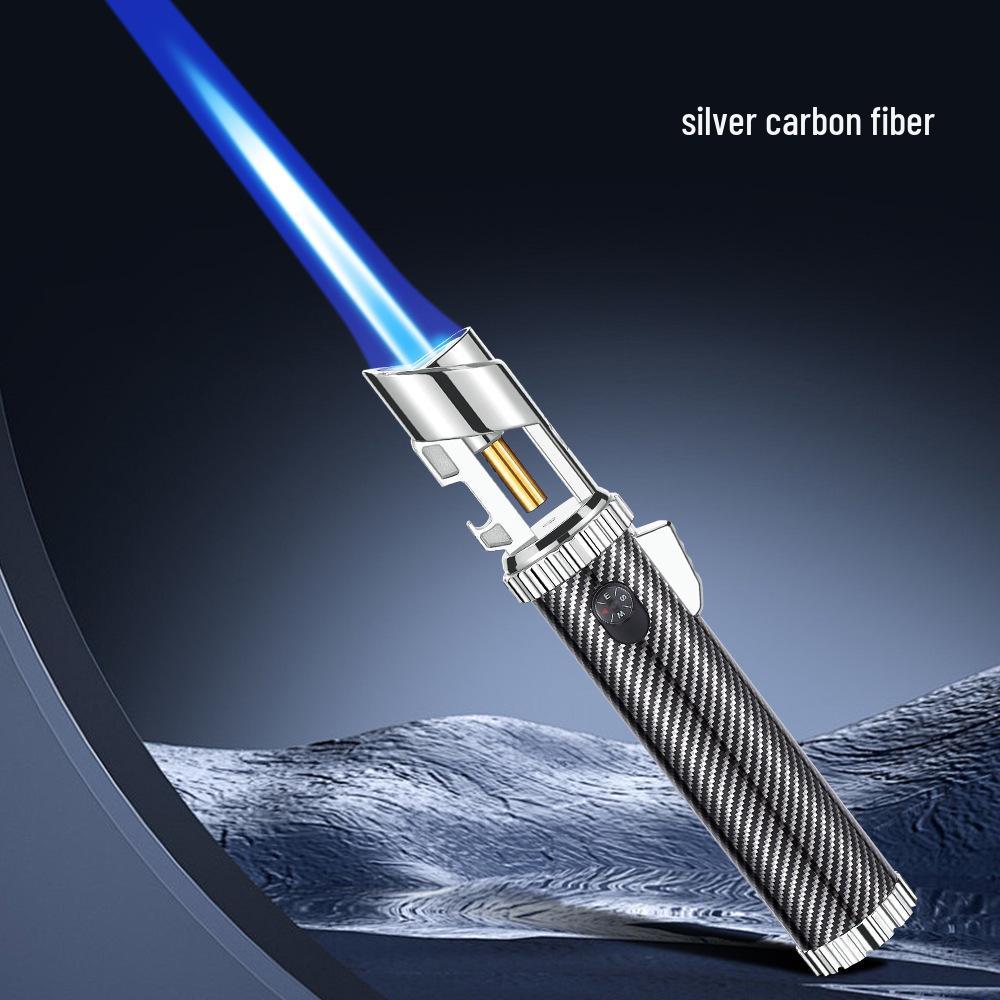 Multifunctional Windproof Lighter: Torch, Cigar Jet Flame, Wine Opener, Compass, Window Breaker