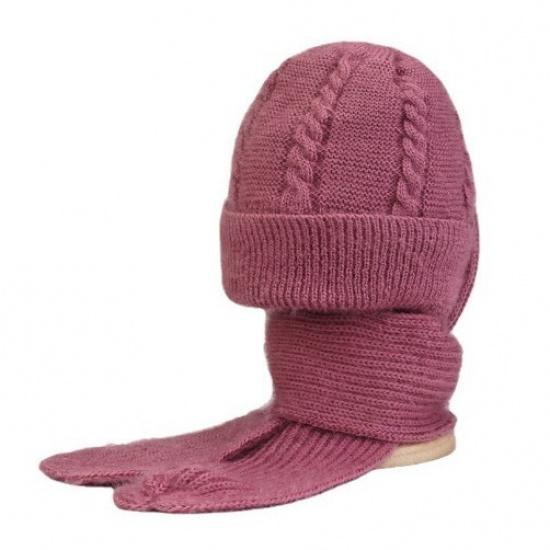 New women's autumn and winter hat, thickened squirrel fleece three-in-one hat, outdoor cold-proof and windproof hat and scarf combo