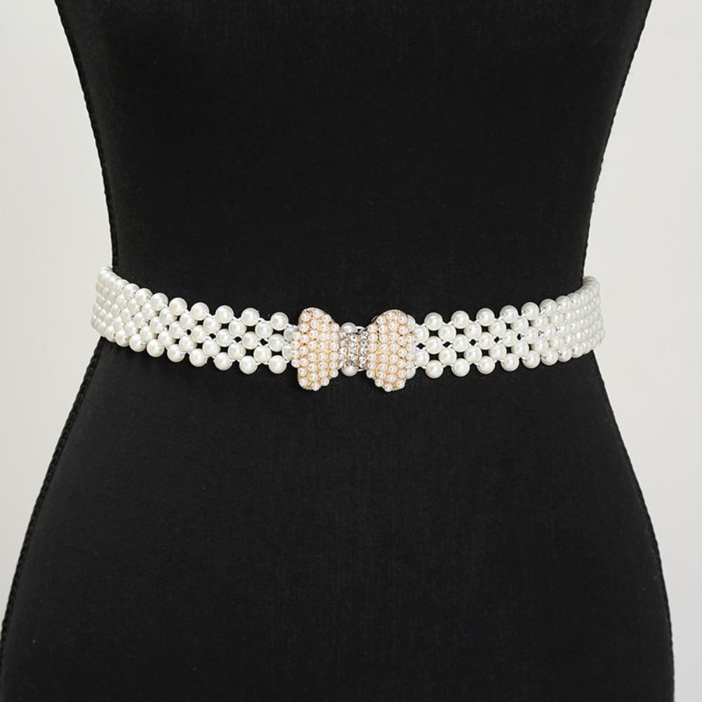 Široký elastický pas Bling dámský pásek Sweet Pearl pasový pásek sukně dekorativní