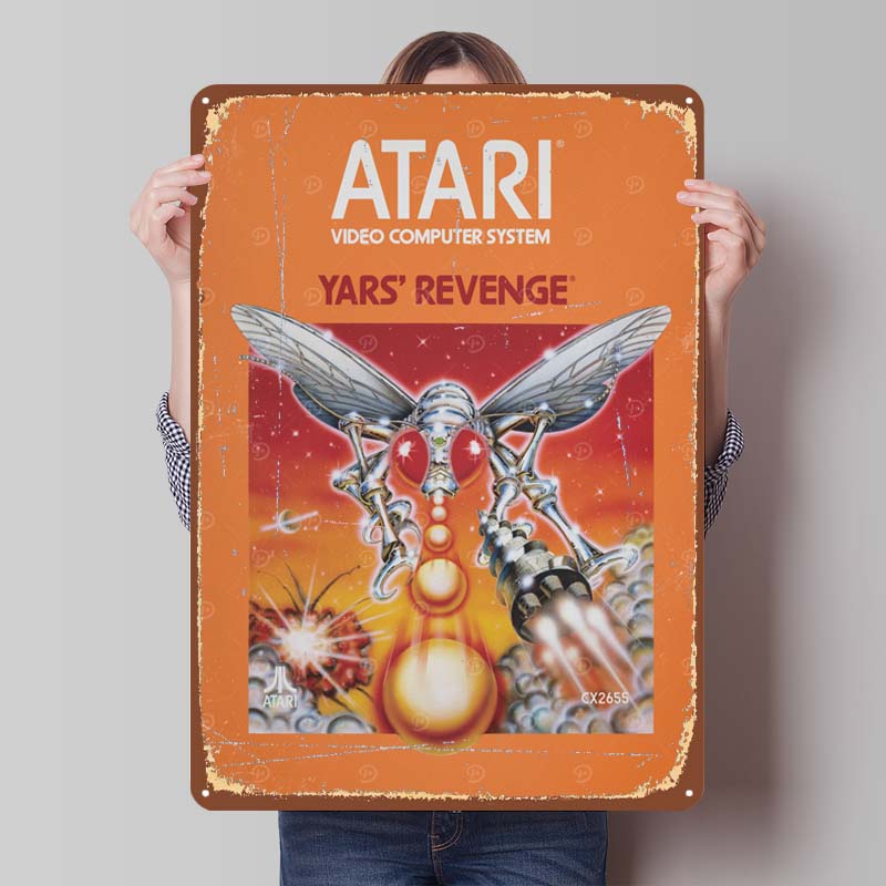A-Atari Posters Classic Game Metal Signs Wall Decor Custom Tinplate Plaques for Gamers Gaming Room Decoration Art Mural Man Cave