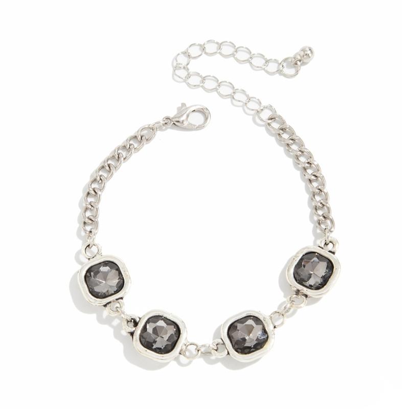 Square Black Diamonds Geometric Necklace Beads Bracelet Fashion Jewelry Alloy Texture Suitable for Daily and Party Wear