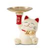 Lucky Cat Statue Jewelry Tray Cute Resin Cat Storage Tray Tabletop Organizer for Home Bookshelf Living Room Cabinet Bedroom