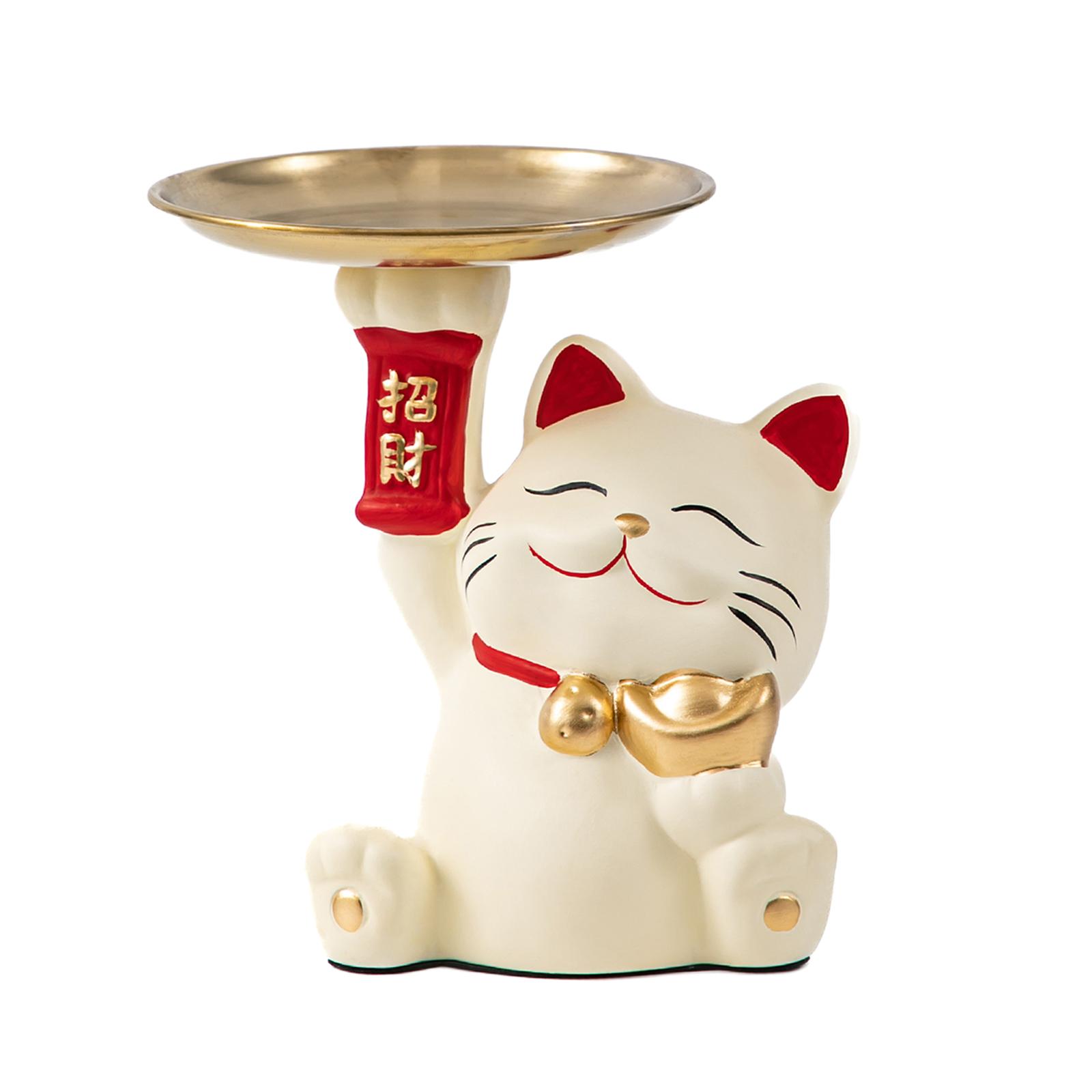 

Resin Cat Storage Tray Cat Statue Cute Ornament Modern Key Holder Desktop Organizer for Cabinet Bedroom Shelf Home Decoration