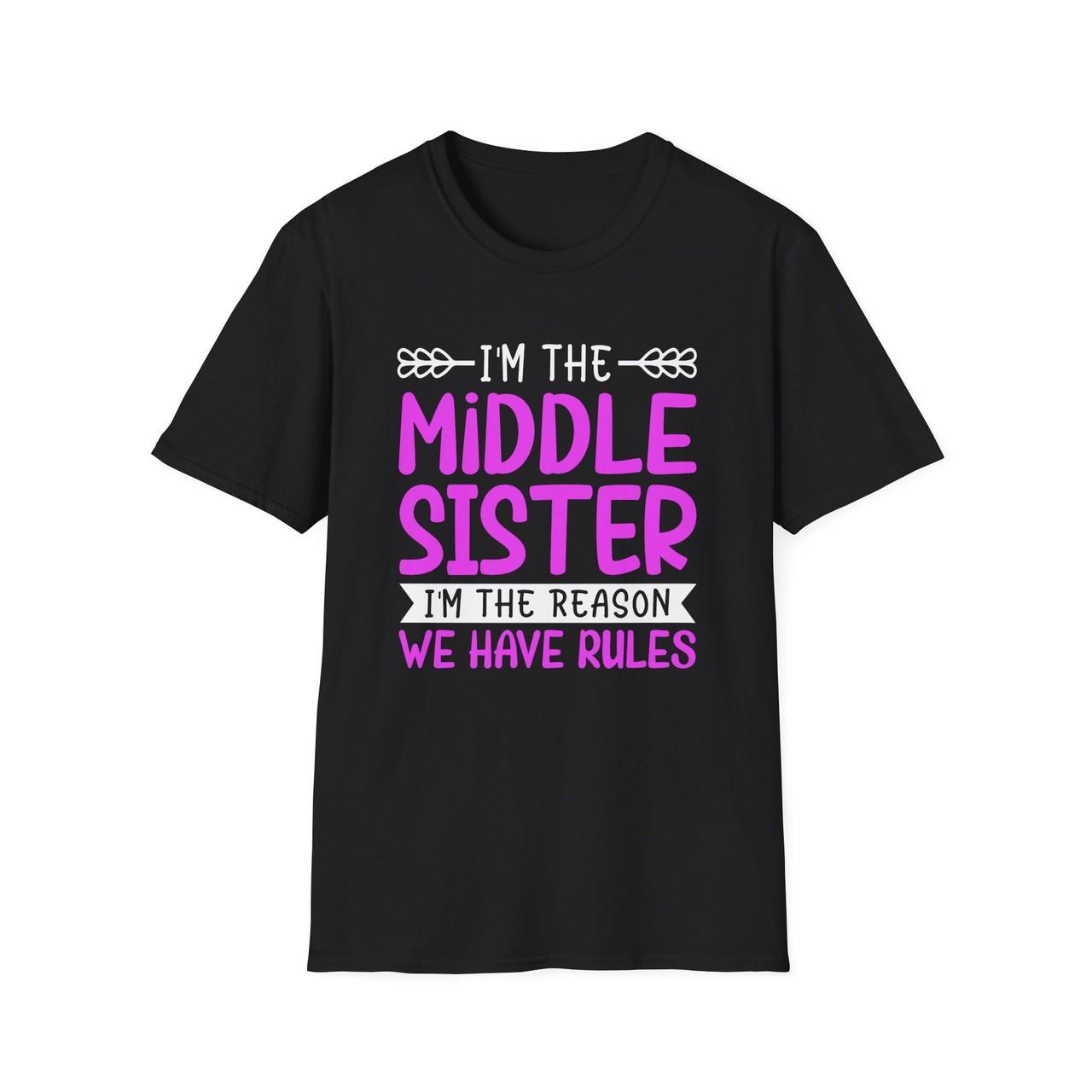 

Middle Sister T-shirt, Funny Sibling Shirt, Unisex Graphic Tee 5XL різнокольоровий