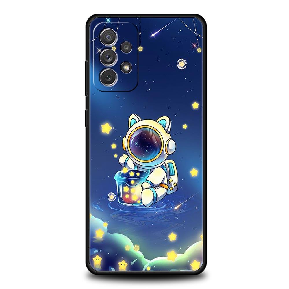 

Милый чехол для телефона с мультяшным астронавтом для Samsung Galaxy A13 A51 A71 A21S A12 A11 A31 A41 A23 A53 A73 A52 A32 5G A03S A01 Мягкий чехол Samsung A73 5G