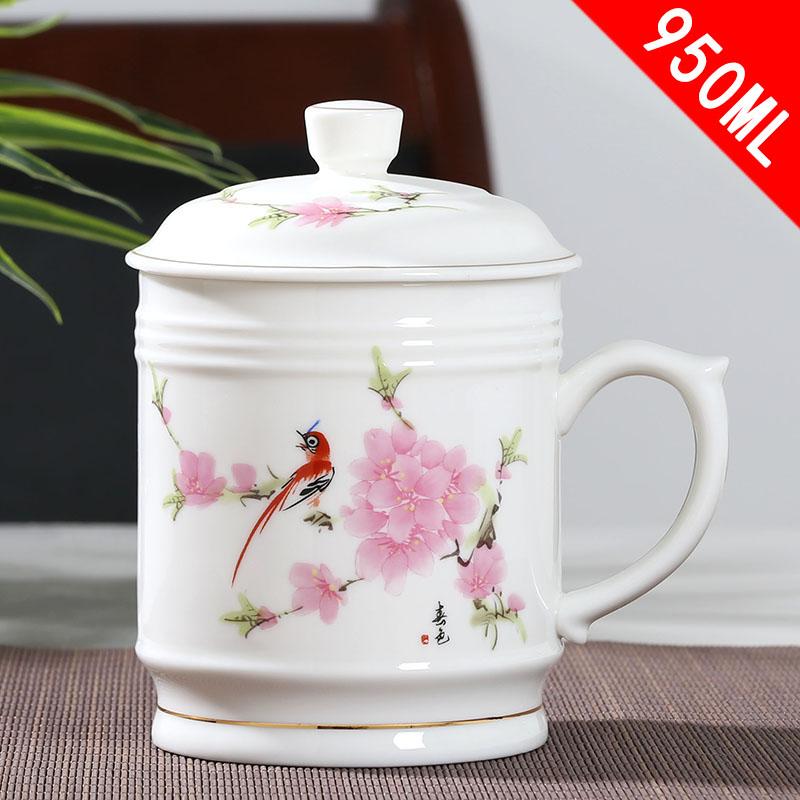 Jingdezhen Keramikk Med deksel Tekopper Håndmalt Blomstermønster Master Tekopp Boutiques Te-seremoni Tilbehør Tilbehør
