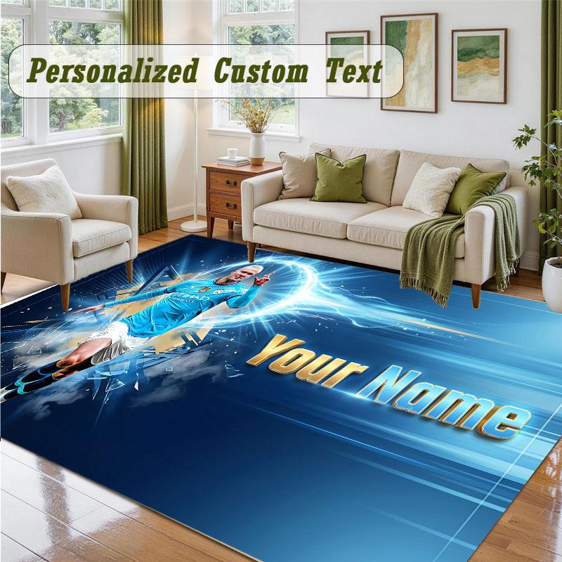 Crystal Velvet Square Rug Custom NameErling Haaland Pattern Non Slip Home Floor Decor Rug