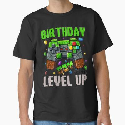 Camiseta de Cumpleaños para Niño 'Level Up' de Videojuegos - Corte Clásico, Negra, Regalo para Fiesta Infantil Camiseta Unisex