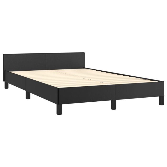 VidaXL Bed Frames with Headboard, Upholstered Bed with Slat Base, Double Bed with Footboard, Adult Bed, Modern, Black 379541