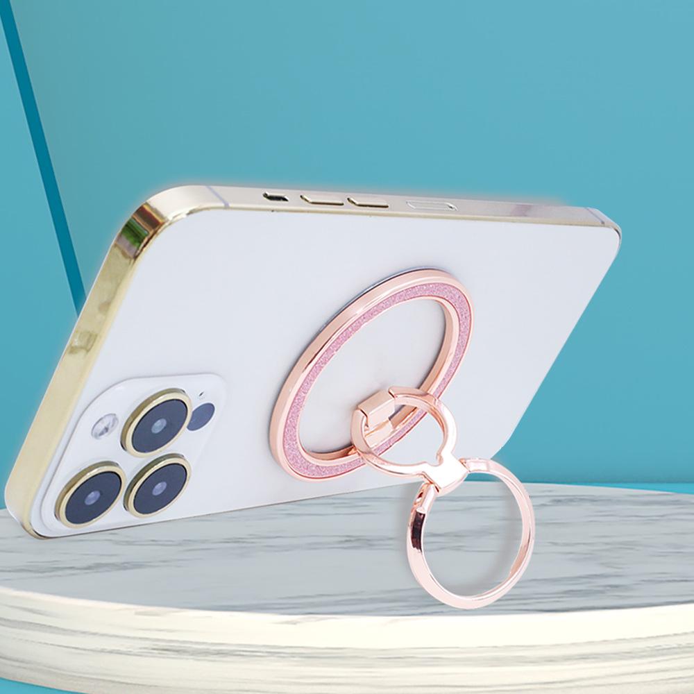 MagSafe Magnetic Phone Ring Holder Stand - Double Ring Glitter Zinc Alloy Desktop Stand