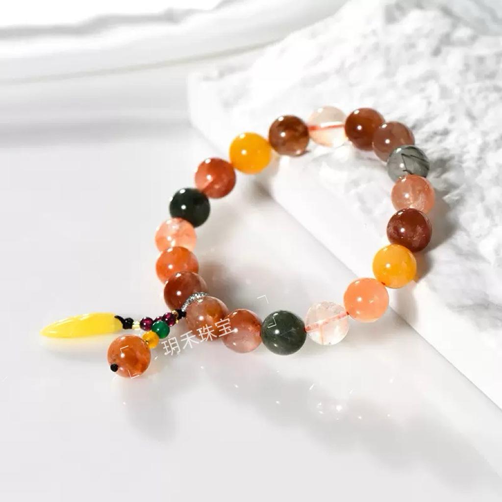 Natural Five Blessings Multi-Treasure Beaded Bracelet - Handmade Simple Design