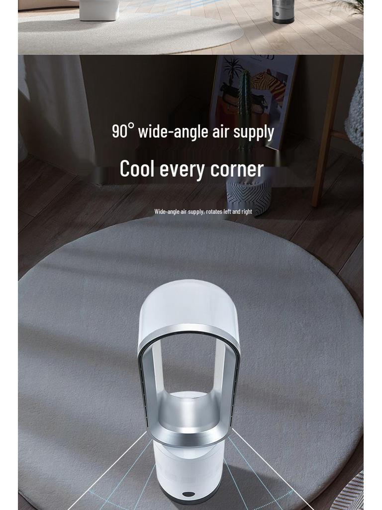 Bladeless Smart Standing Fan – Silent Air Circulation Electric Floor Fan for Home