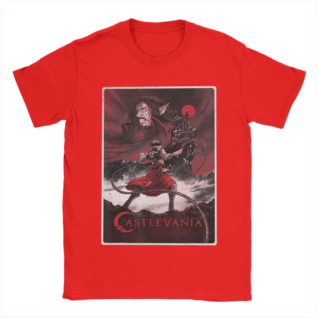 Vintage Castlevania Character Panels TShirts Men Round Collar Pure Cotton T Shirts  Short Sleeve Tees Plus Size Tops