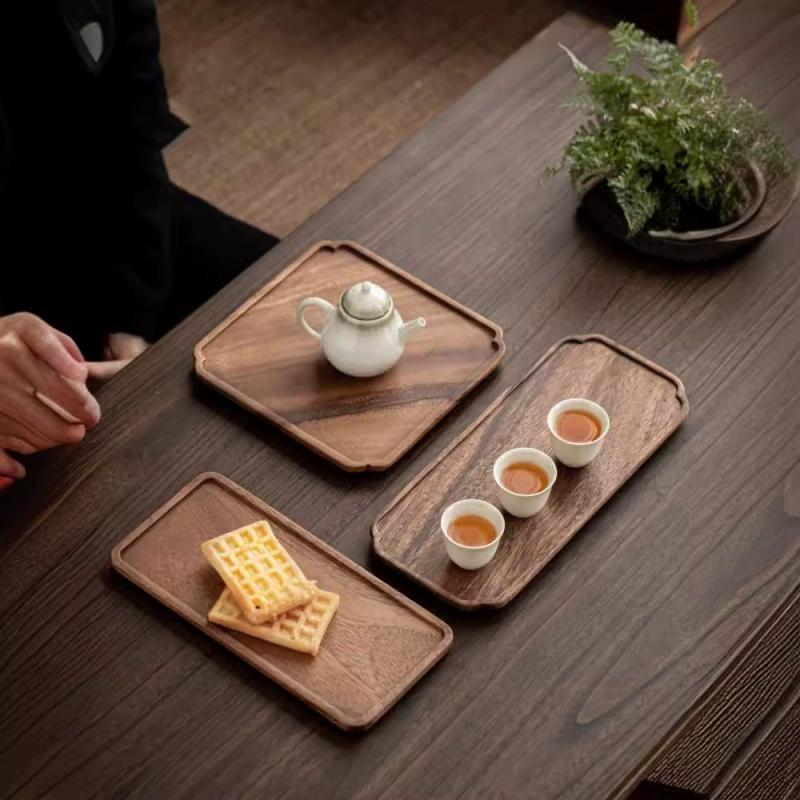 Wooden Tray Home Tea Tray Rectangular Dinner Tray Wooden Snack Fruit Tray Creative Dry Bubble Tray Simple Multi-Function Tray