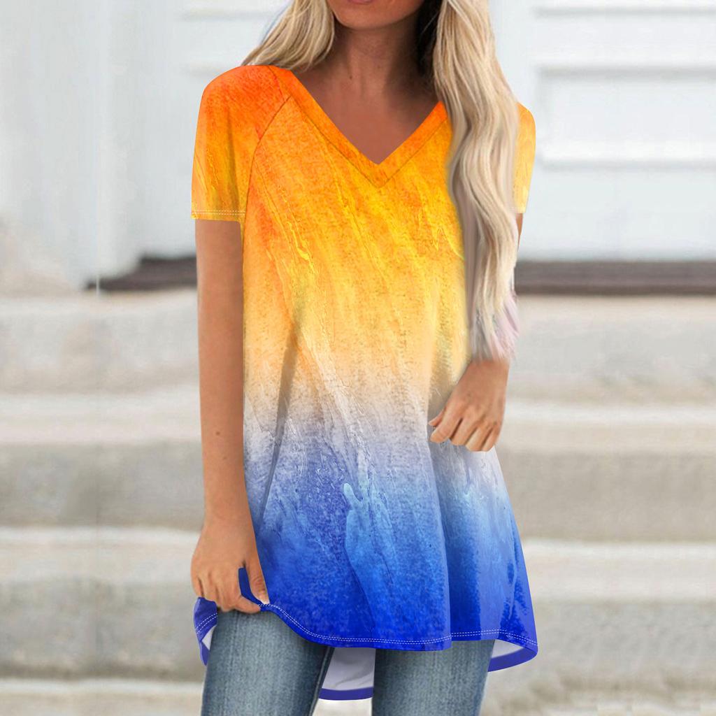 Damen Kurzarm Plissee Lose Tops Plus Size Casual Tops V-Ausschnitt Kurze Ärmel Casual Sommer T-Shirts Damen Tops T-Shirts Shirts