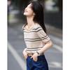 Demana London Holiday Lyocell Striped Jacquard Knit Top