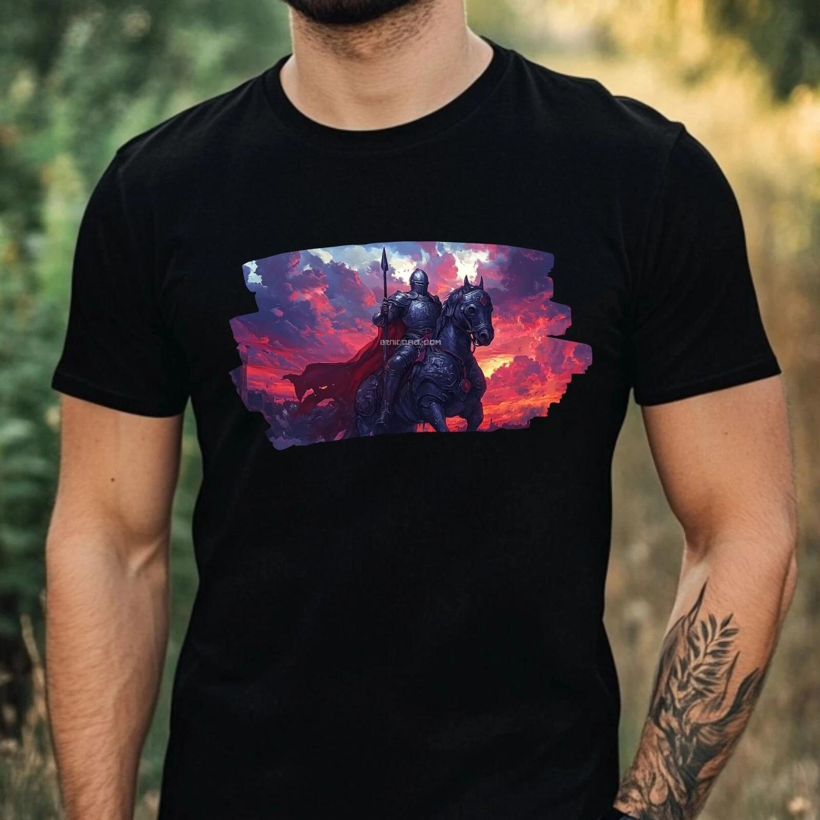 T-Shirt Herren Ritter Portrait Motiv Baumwolle Größe XS bis 5XL XS