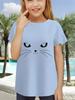 Fun Girl T-shirt Summer Short Sleeved Top Cartoon Animal Cat 3D Printing 2025 Girl Clothing
