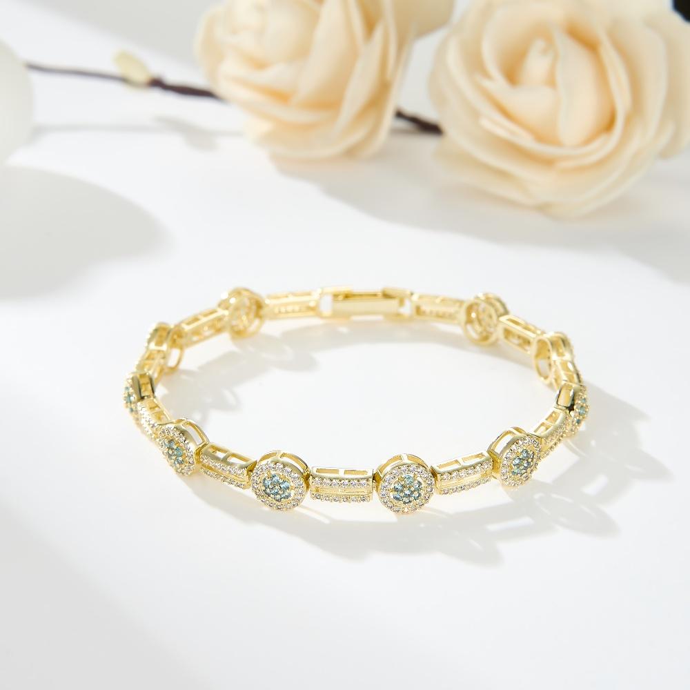 14K Gold Plated Fashion Tennis Bracelet 8mm Round Full Zircon Bracelets for Women