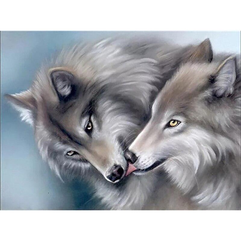 5D DIY diamantová malba Vlk Diamantové vyšívání Zvířátka Křížkový steh Plný kulatý vrták Obrázek Kamínky Ruční výroba Dárek