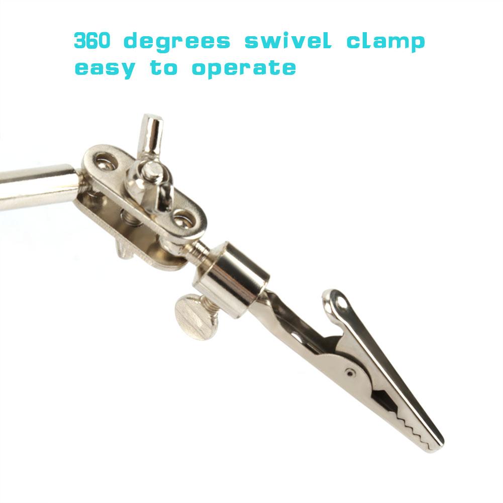Repair Magnifier With Led Light Tabletop Magnifying Glass Clamp Stand Soldering Weld Holder