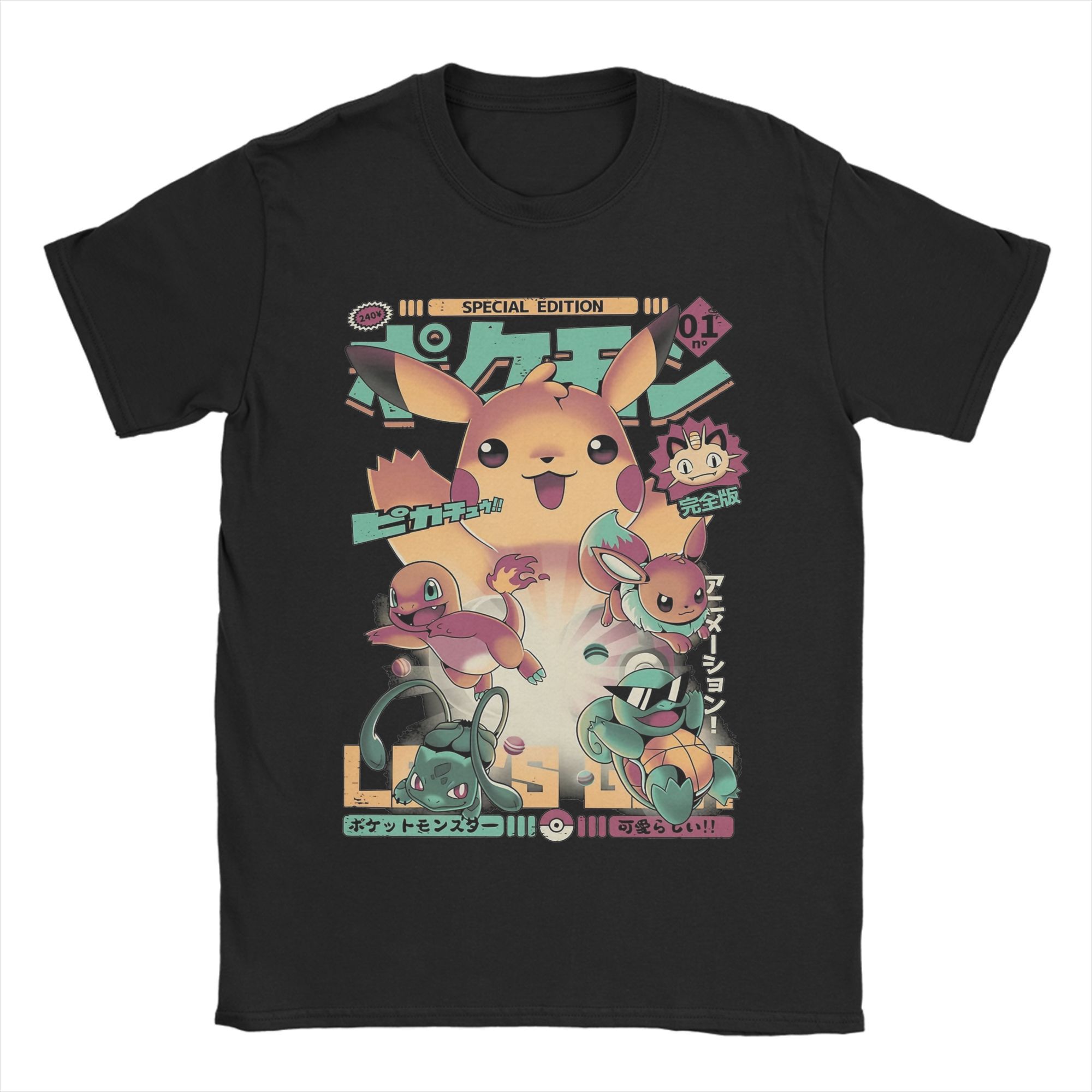 XIXI Fashion Pokemon T-shirt Heren 100% Katoen Casual T-shirts Ronde Hals T-shirt Korte Mouw Kleding Zomer S