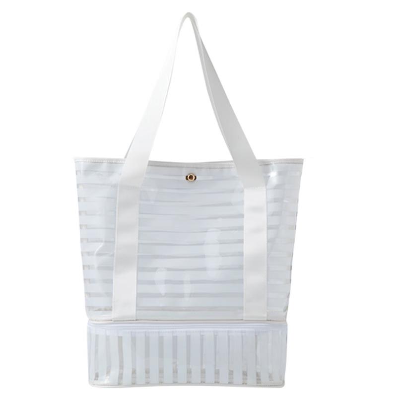 Striped PVC Large Capacity Makeup Bag