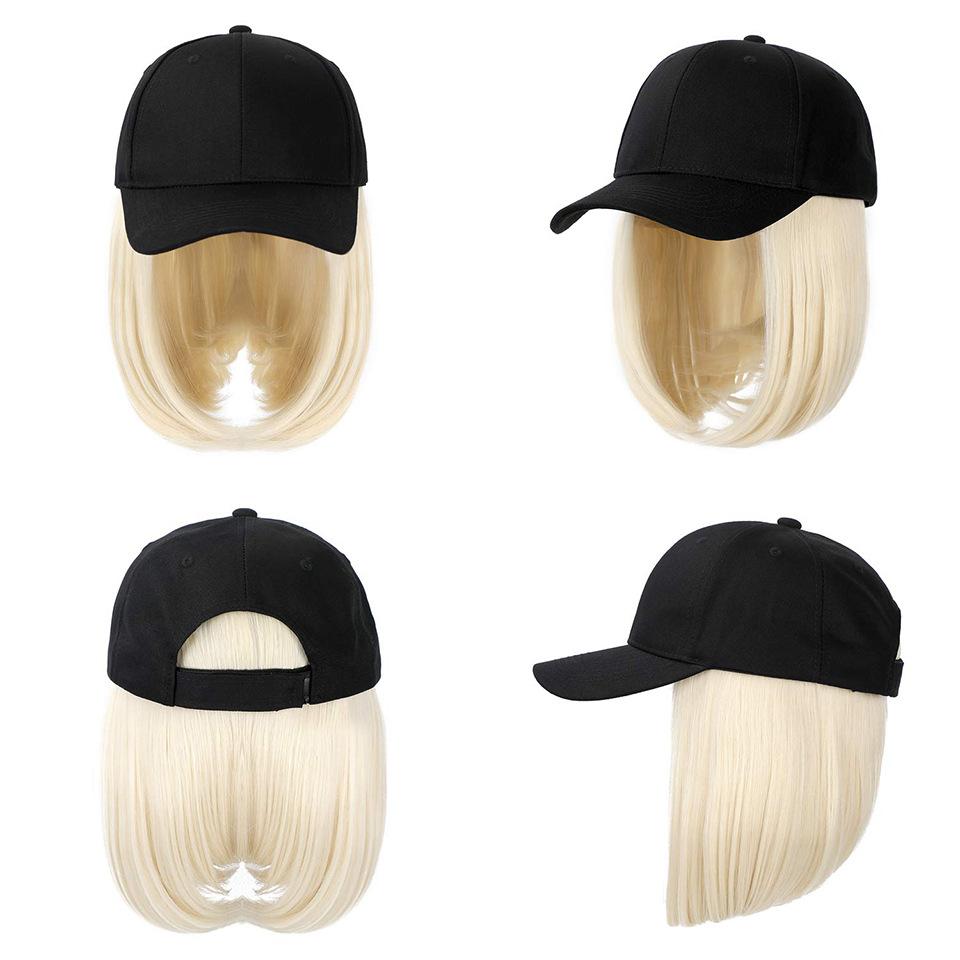 Damen Bob Perückenkappe mit Schirmmütze, All-in-One Kurzhaar Baseballkappe Perücke, Ganzjahres Universelles Vollkopf Synthetisches Haarteil für Tägliche Mode