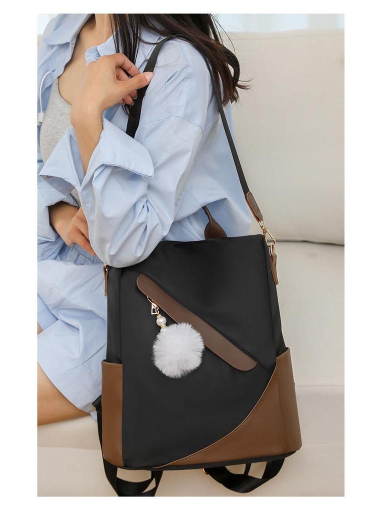 Women's Color Block Anti-theft Travel Backpack - Large Capacity, Versatile & Stylish