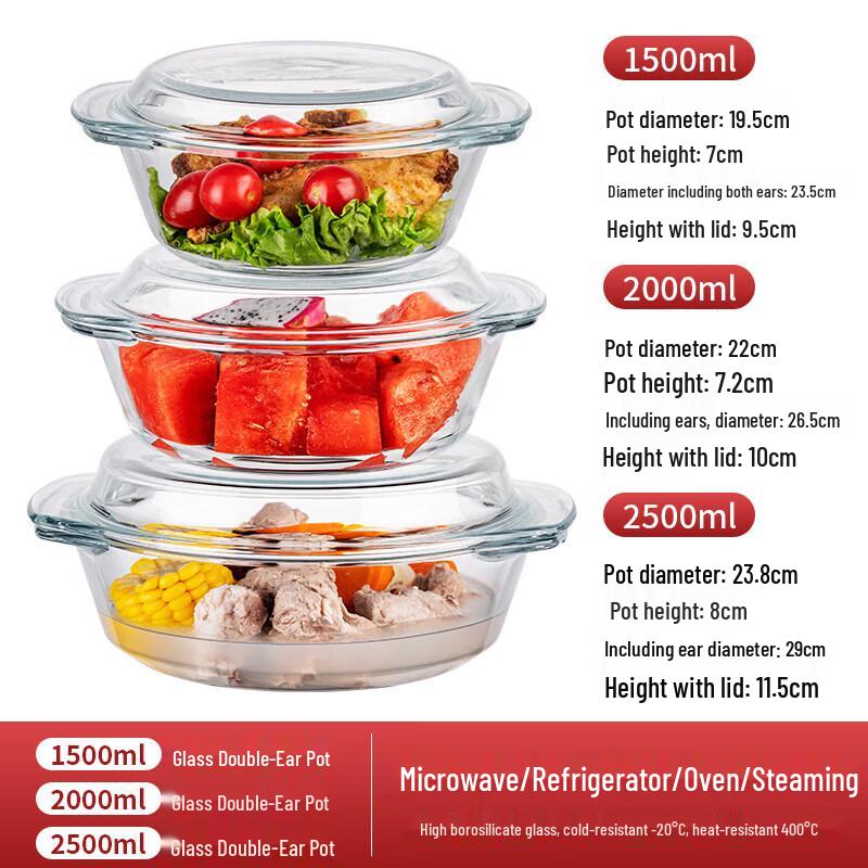 Heat-Resistant Glass Bowl with Lid