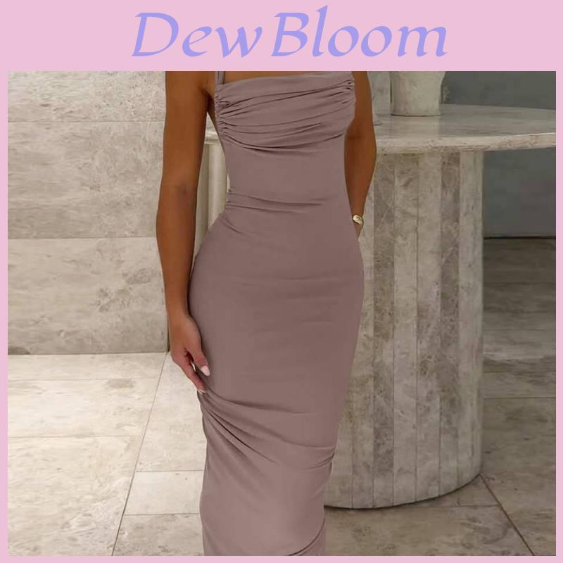 European Style Bodycon Dress With Ruched Silky Fabric For Party And Casual Wear