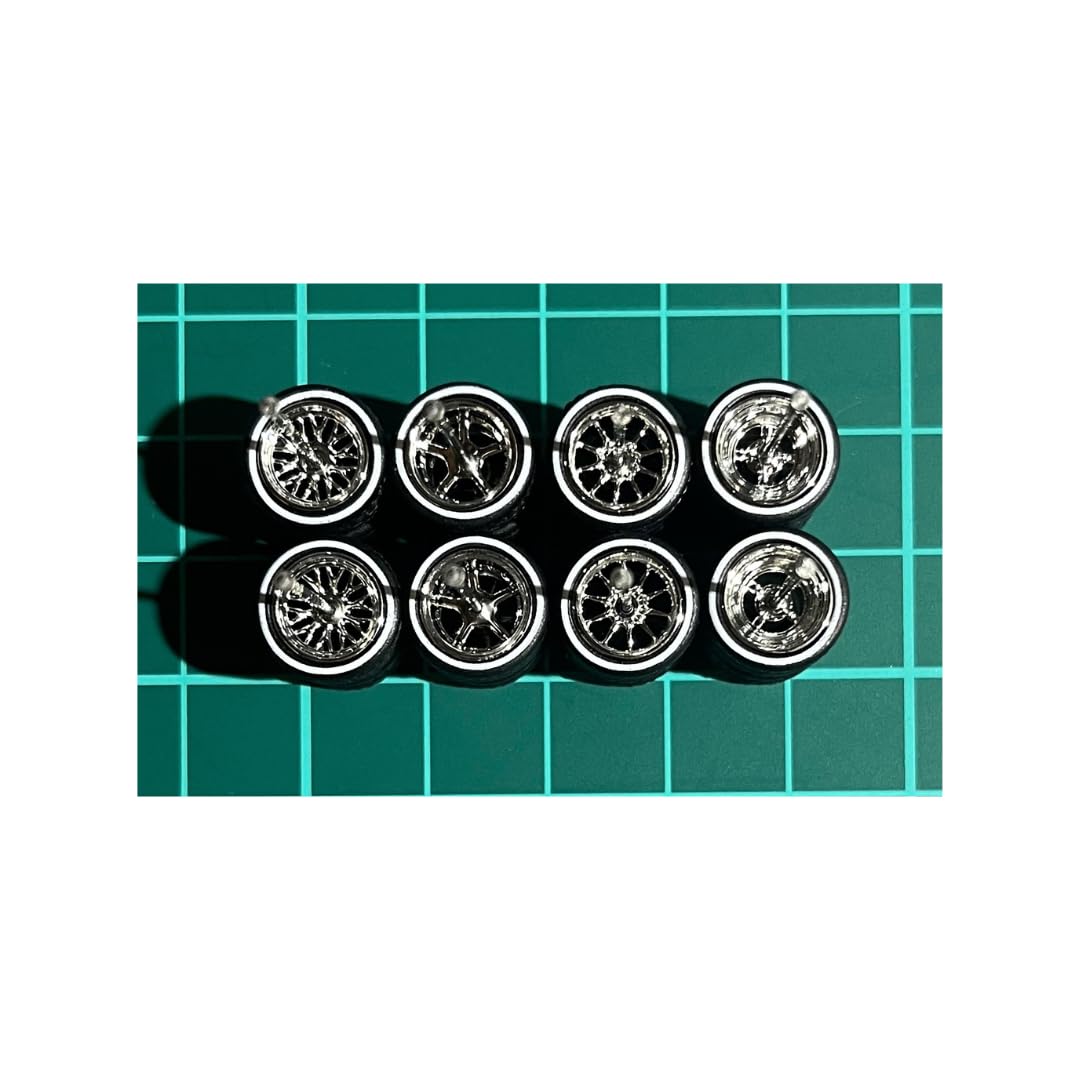 

Пользовательские колеса для 4 машин Сетка 5 спиц стиль CE28 4 спицы Посеребренные Буквы на шинах AH0020 Миниатюрные автомобили 1/64 & & & Прибл. 10.8мм и т.д.. [Использовал]