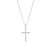 Necklace - LUXENTER - Cross - Metal Alloy - Brilliant Zirconia - 18 Carat Rose Gold Finish