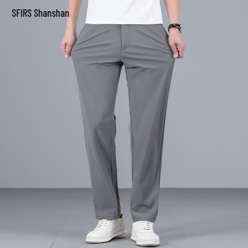 FIRS Men's Wrinkle-Resistant Stretch Straight-Leg Trousers