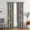 Flat Curtains Made Polyester Material Featuring Line Fan Leaf Printing Art Design Suitable Bedrooms Home Curtain Set Of 2 Washable Master Bedroom