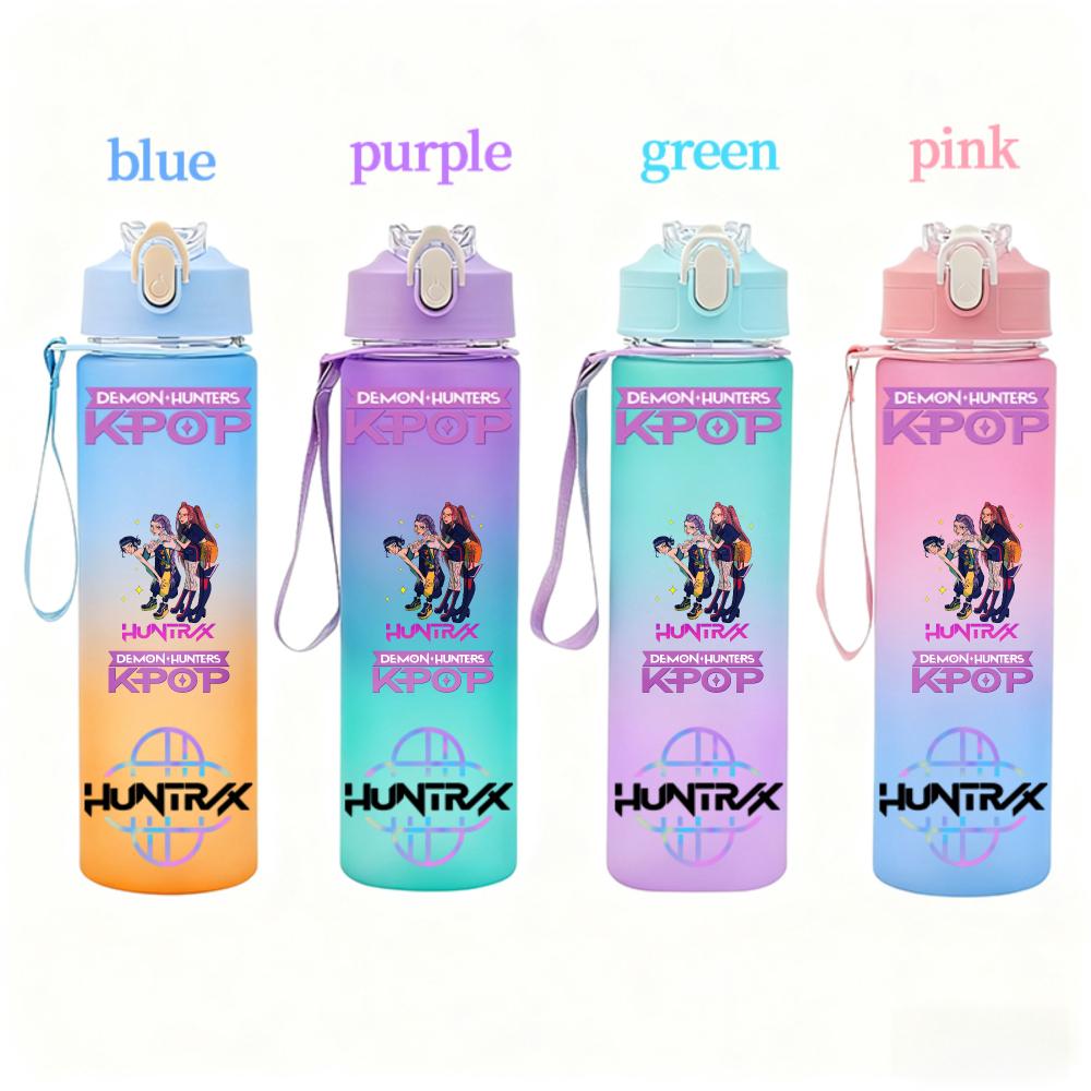 KPop Demon Hunters Gradient Water Bottles Student Adult Drinking Cup Portable High-capacity Outdoor Drink Bottle Gift 750ML Kid Friendly Entertaining