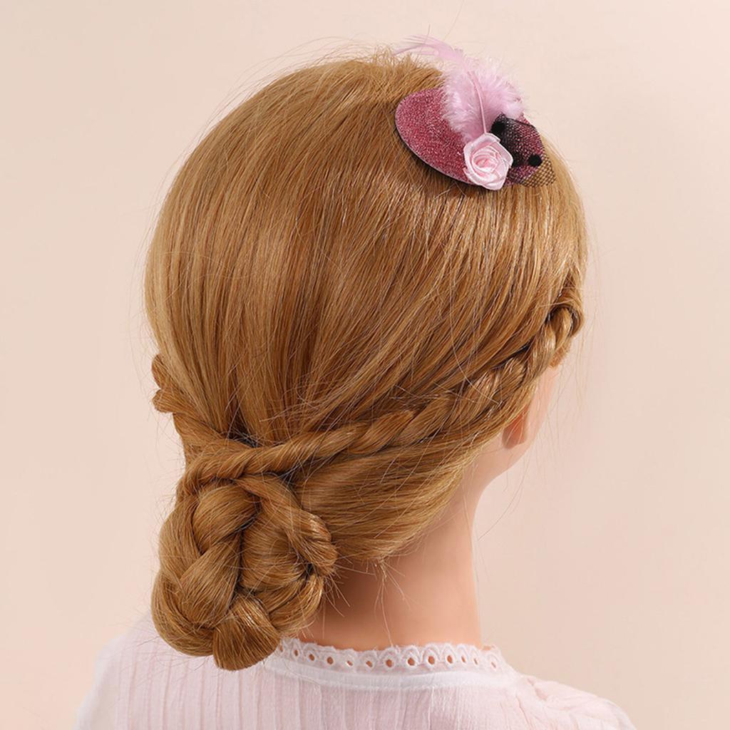 Mini Hat Clip Small Tea Party Top Hat Fascinator Hair Pin with Flower Feather for Girls Birthday Costume Hair Accesories
