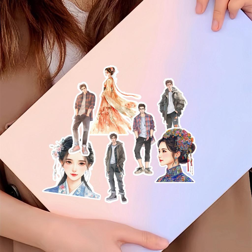 17pcs Stickers Vintage watercolor ancient-style girl Decorative DIY Craft Photo Albums Planner Journal Scrapbooking stationary