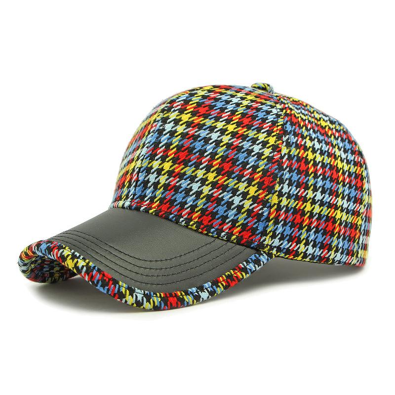 Colorful Houndstooth Baseball Cap Women's Spring Sunscreen Hat Men's Stitching Cap