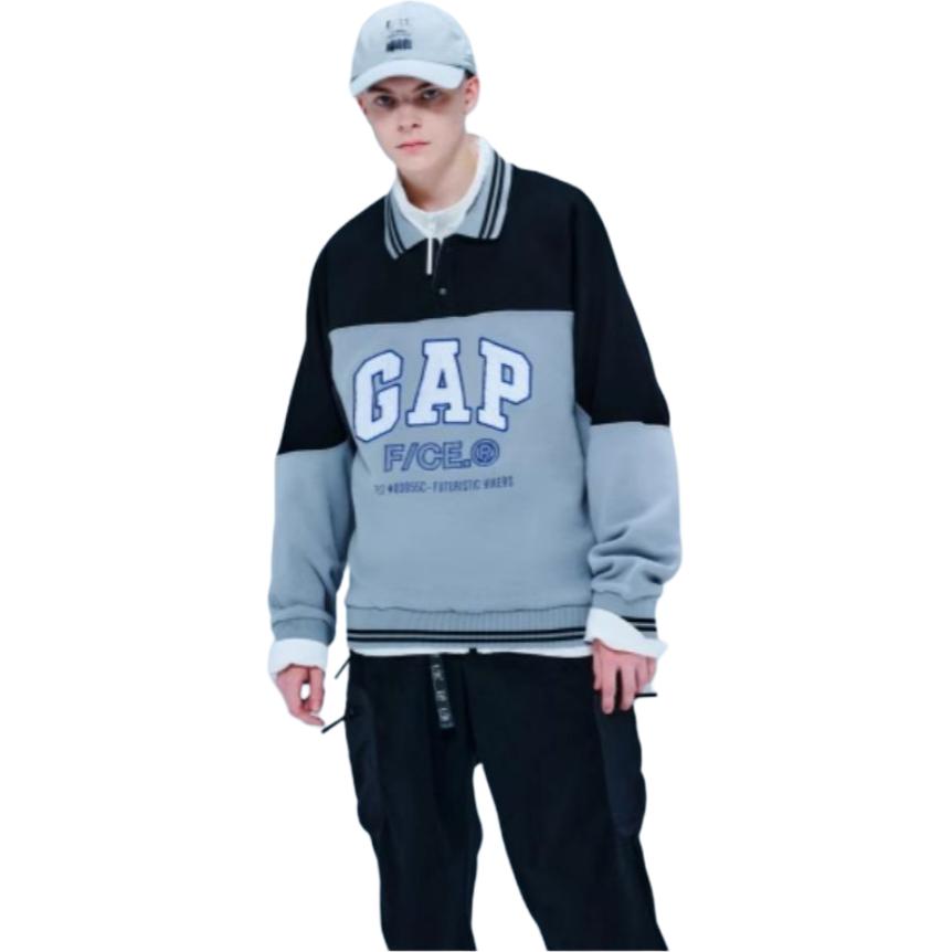 GAP F/CE Fall Winter Fleece Lined Lapel Color Block Fleece Sweatshirt Men's 680249